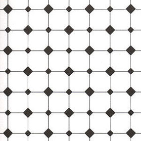 Dollhouse Miniature Floor Paper: Diamond Tiles, Black& White